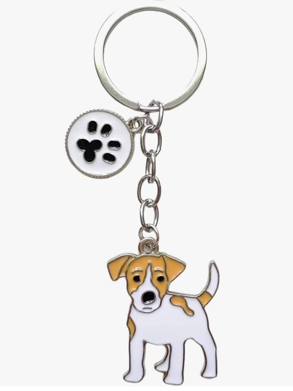 Silver Paw Charm Keychain with beagle breed dog